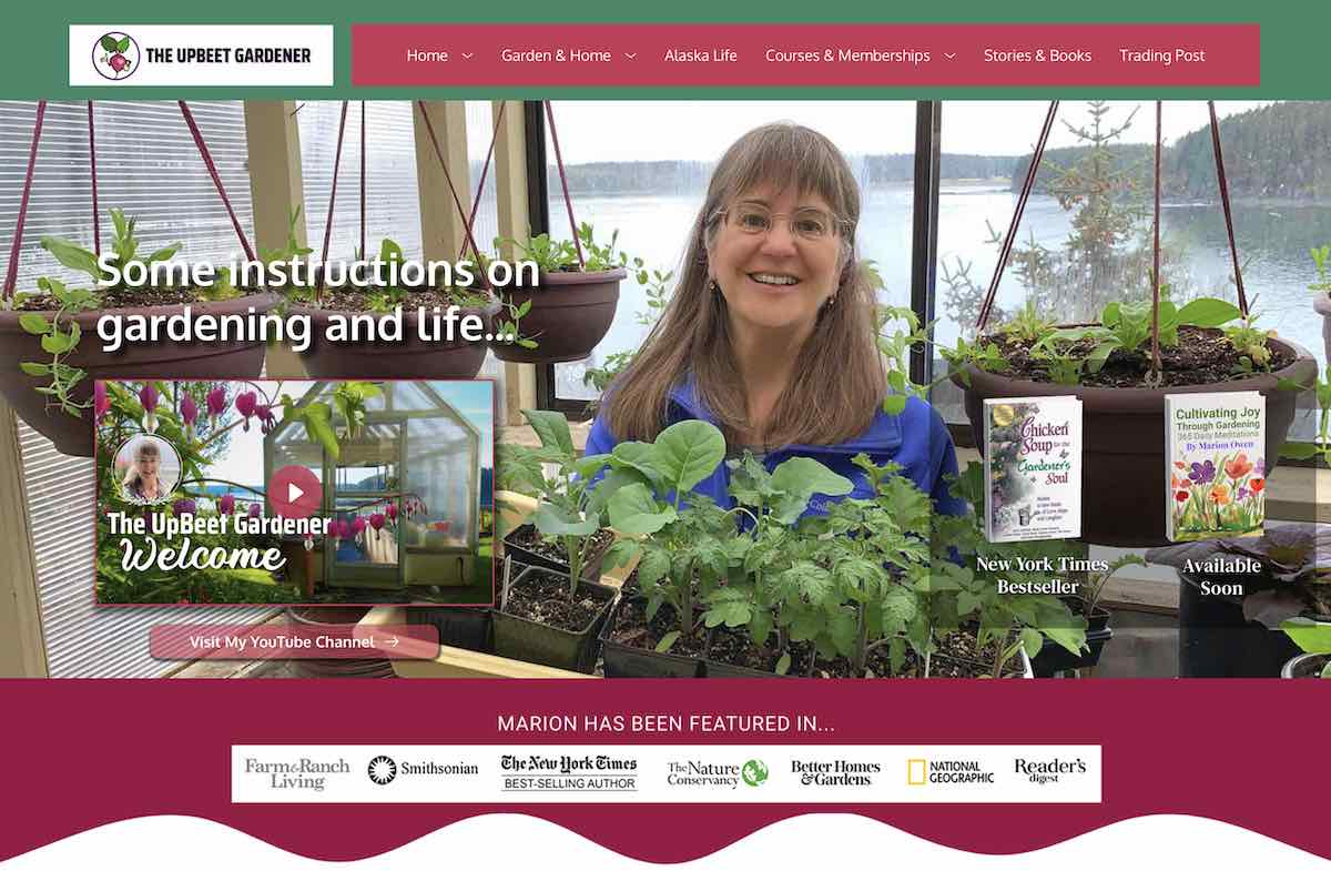 Home page for The UpBeet Gardener gardening website